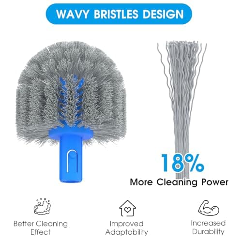 20'' 2 in 1 Pool Brush Head Cobweb Duster Heavy Duty Pool Cleaning Detachable Round Brush with EZ Clip & Wavy Nylon Bristles for Inground Pool & Above-Ground Pool (Without Pole)