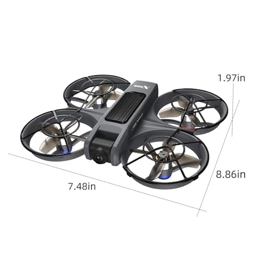 VR FPV Hobby Drone with VR Goggles, One Key Takeoff/Landing, APP Control, Brushless Motor, Dual Batteries, Beginner-Friendly Quadcopter with Propeller Guards, Altitude Hold, Optical Flow Positioning, Dual Cameras & LED Night Lights, a first-person view
