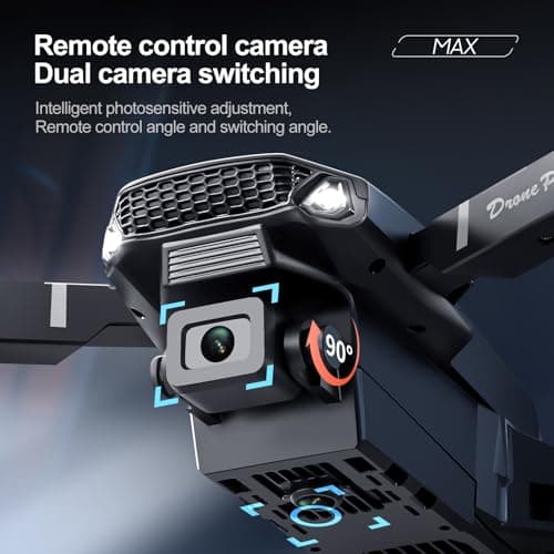 ikaufen E88 Drone with Built-in screen control, Camera for Adults RC Drone With 720P HD Dual Camera WiFi FPV Foldable Quadcopter Aircraft +1 Battery (E88 Dual camera Black)