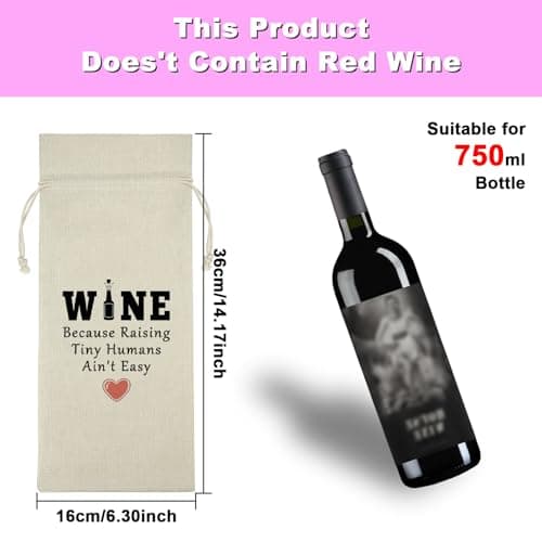 Thank You Gift for Mother Women Wine Bag Wine Gift Bag Mother's Day Appreciation Gift for Mom To Be New Mommy Birthday Thanksgiving Christmas Gift for Her Godmother Mother in Law Burlap Wine Wrap Bag