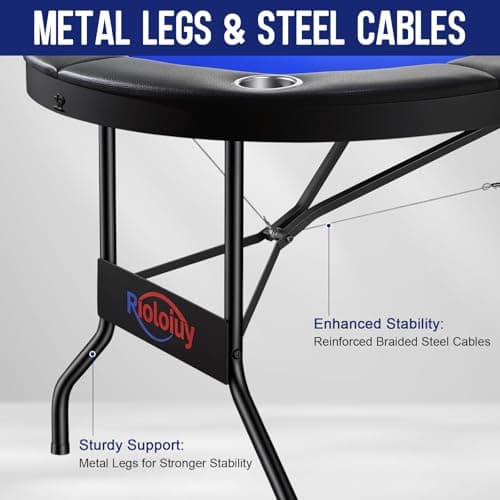 Rioloiuy 8 Player Poker Table Foldable, Texas Holdem Casino Table with Padded Rails & Cup Holders, Portable Folding Game Table for Home or Game Room, 71 Inch