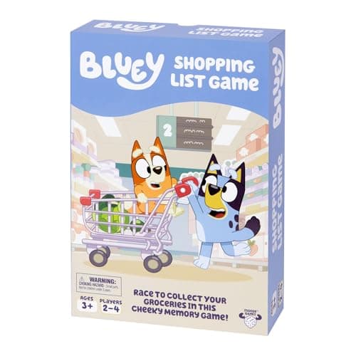 Bluey Shopping List Game, Join Bluey, Bingo, Bandit & Chilli On A Fun Supermarket Adventure, Race to Fill Your Trolley in This Fun Memory and Matching Game, for Ages 3+, 2-4 Players
