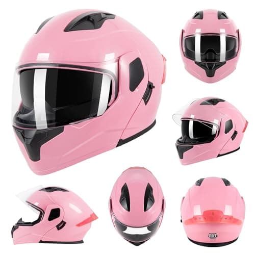 Adult Modular Motorcycle Helmets, DOT Approved Flip up Dual Visor Full Face Helmet for Men Women Moto ATV UTV Snowmobile ADV Four Wheeler Street Bike with Gloves & Mask