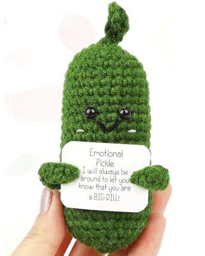DAFURIET DAFURIET Mini Funny Pickle, 3 inch Knitted Wool Doll with Card for Cheer Up Gifts and Party Decorations, Cute Wool Emotional Pickle Crochet Doll for Birthday Gifts