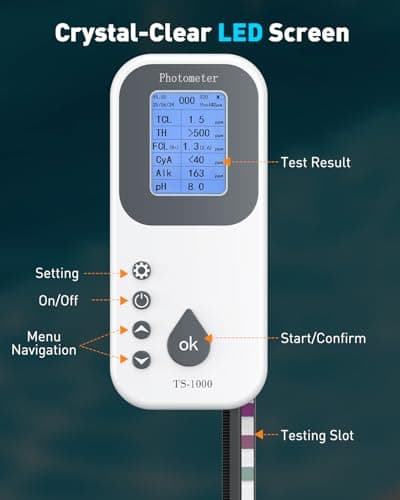 Pawfly 7 in 1 Digital Water Testing Kit, 50 Strips Hot Tub Test Kit, Digital Pool Water Tester for pH, Total Hardness, Total Chlorine, Free Chlorine, Total Alkalinity, Cyanuric Acid & Bromine