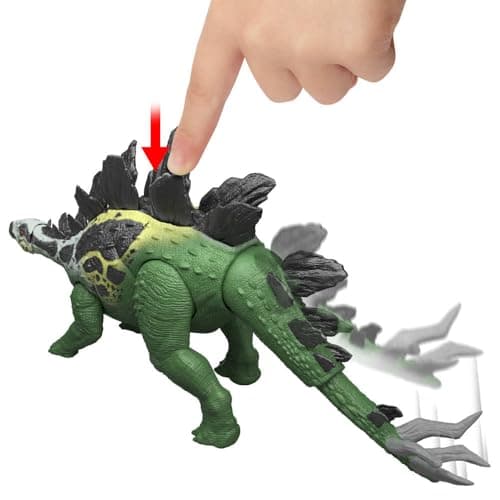 Mattel Jurassic World Dinosaur Figure Toy, Gigantic Thrashers Large Stegosaurus with 2 Attack Action & Evolve Feature, Digital Play