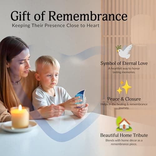 Underwater Drum Burial Urns for Ashes Cremains, Keepsake Funeral Urns for Ashes Adult Male & Female, Blue Cremation Urn for Daughter, Memorial Gifts for Loss of Mom, 3 Inch B0G9TBW455