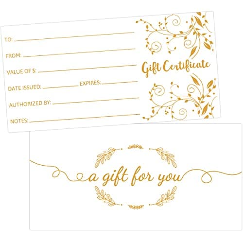 Fancy Land Blank Gift Certificates 25pcs Gold Foil Certificate Cards with Envelopes for Business Salon Spa Restaurants Vouchers for Christmas Holiday