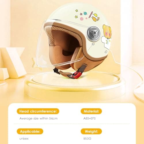 DOT Approved Kids 3/4 Open Face Motorcycle Helmet, Retro Vintage Lightweight Helmets, for Boys & Girls 3-15 Years Old Electric Scooter Helmet Fits Dirt Bike Moped ATV Go Kart 4 Wheeler