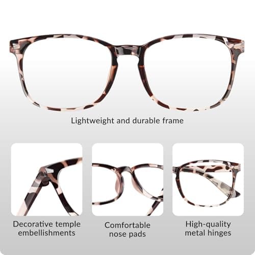 WINTOO Blue Light Glasses for Woman Men | 99% Blue Light Blocking Glasses for Computer Gaming TV Phone Screen Square Frame | Anti Eyestrain & UV Glare Protection - 5 Pair