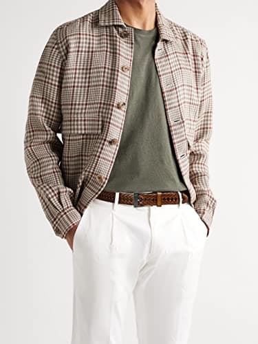 CHAOREN Leather Braided Belts for Men - 1 1/8" Mens Casual Woven Leather Belt for Dress Pant