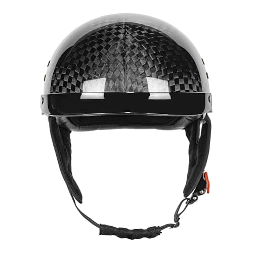 Carbon Fiber Motorcycle Half Helmet for Adults Men & Women – DOT Approved Open Face Retro Helmets with Visor, Vintage Design for Scooter, Moped, Cruiser