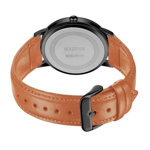HOLSTOUR Watches for Mens Minimalist Fashion Business Wrist Watch Analog with Leather Strap