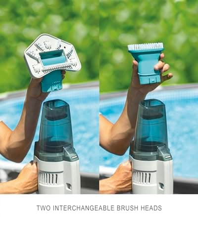 Intex ZR200 Rechargeable Cordless Swimming Pool and Spa Vacuum Cleaner with Telescoping Handle and 2 Interchangeable Brush Heads
