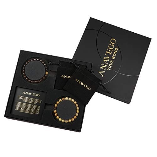 True Bond Comes with Unique Storage Gift Box Matching Couples Bracelet Set. Gift for Her Him Boyfriend Girlfriend Husband Wife Women Men Newlyweds Hubby Mother & Father 8 Millimeter Beaded