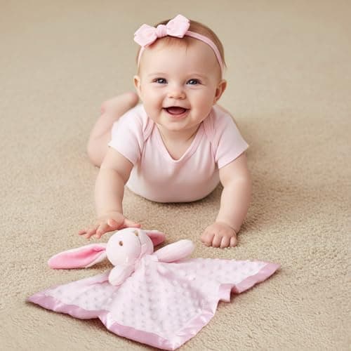 Pro Goleem Loveys for Babies Bunny Security Blanket Baby Girl Gifts Newborn Soft Pink Lovie for Infant and Toddler Snuggle Toy Stuffed Animal, Pink 16 Inch