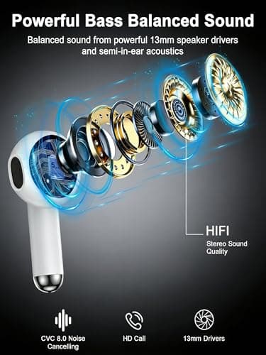 Wireless Ear Buds Bluetooth 5.3 Earbuds, iPhone 17 16e Earphones Headphone for iPhone 16 Pro Max/15/14/13, Samsung Galaxy A17 S25 Ultra, Google Pixel 10 9, OnePlus, Apple Air Pods Android Buds in Ear