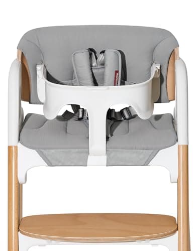 Momcozy High Chair Cushion & Backrest Set - Ergonomic Support for Dinerpal Chairs, Machine Washable Gray Seat Pad with Non-Slip Design