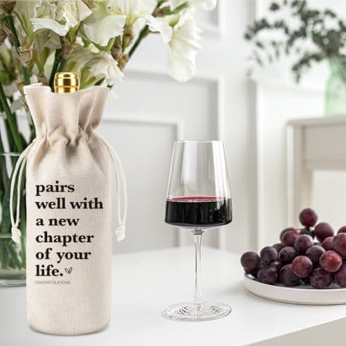 1 Pcs Funny New Chapter Wine Bag New Beginnings Gifts for Women Men Farewell Gifts for Friends Going Away Gifts for Coworkers Women Men Moving Away Gifts for Friends New Teacher Gifts