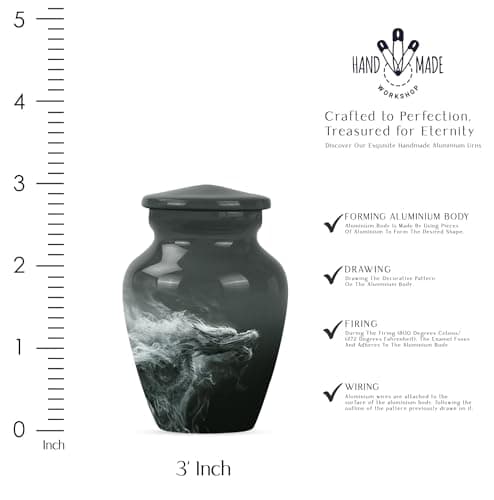 Dragon Urn, 3 Inch - Compact Urns for Human Ashes - Unique Urns - Burial Urns for Ashes - Artistic Urns - Small Decorative Urn - Memorial Urns for Grandparents - Pack of 1, Black B0D8BR9288