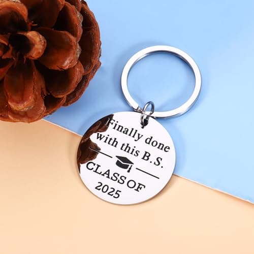 KINMES Funny College Graduation Gifts for Him Her 2025 College High School Master Degree Graduation Gifts, Senior Gift for Son Daughter Class of 2025 Keychain, Senior Night Gift for Graduate Friends