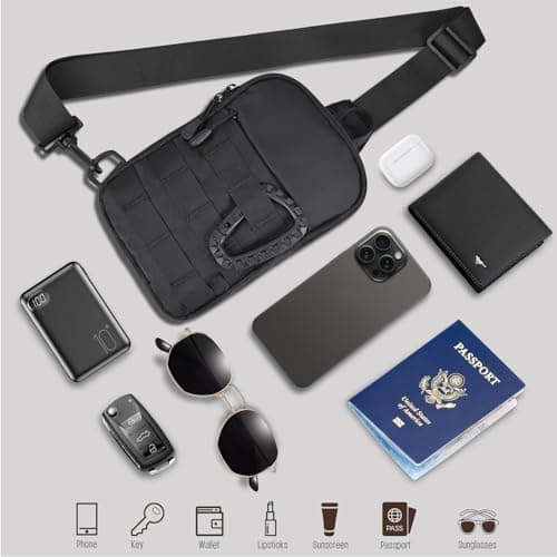 DEYACE Small Sling Bag for Men, Tactical Inspired Waterproof Utility EDC Mini Crossbody Chest Bag for Travel Work Sport