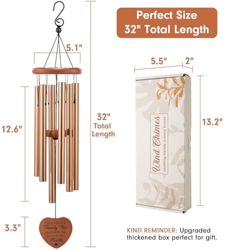 Golden 50th Anniversary Decorations for Couples, Parents & Friends, 32" Wind Chimes Includes Gift Box AMBOBE 50th Wedding Anniversary Wind Chime Gifts B0FSSL284Y