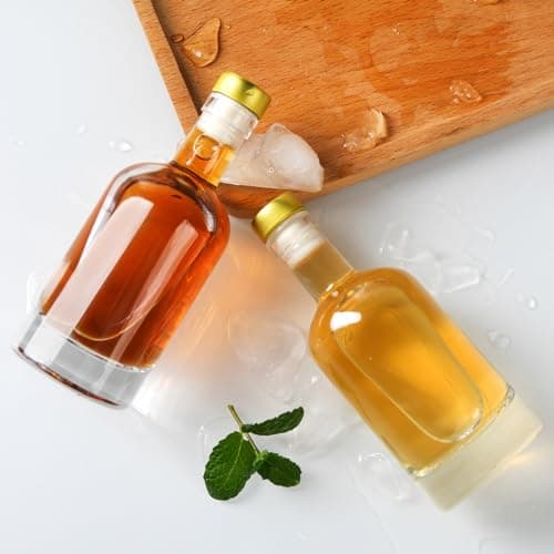 Glass Liquor Bottles with T-Top Caps and Heat Shrink Capsules, Empty Mini Vodka Bottles, Travel Shots Bottle for Wine, Alcohol, Whiskey, Beverages (3 oz 12 Pack)