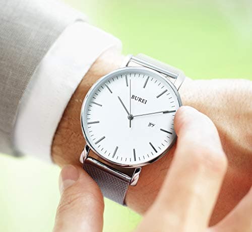 BUREI Men Wrist Watches Fashion Minimalist Analog Quartz Waterproof Watches for Men