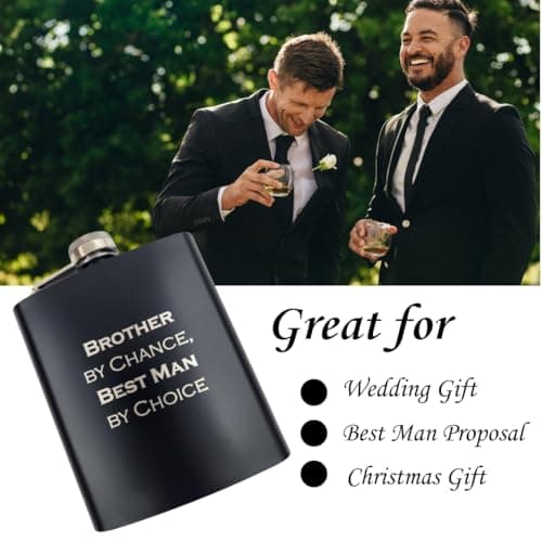 Best Man Gifts from Groom, Will You Be My Best Man Proposal, Gift for Brother on Wedding Day, Engraved Hip Flask, Brother by Chance Flask B0F5YF16F6
