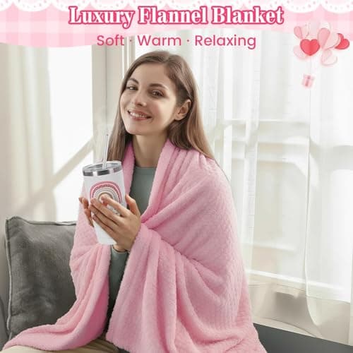 Get Well Soon Care Package for Women, 12 Pcs Deluxe Self-Care Gift Box with Pink Cozy Blanket, Tumbler, Candle & Spa Feel Better Basket – After Surgery, Thinking of You, Encouragement Recovery Gifts