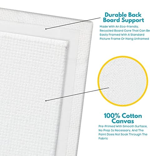 KEFF 24-Pack 𝗣𝗥𝗘𝗠𝗜𝗨𝗠 Canvas for Painting, 6 of 5x7, 8x10, 9x12,11x14 Painting Canvas Boards, Art Supplies for Adults & Kids - 100% Cotton Primed Canvases for Painting Acrylic, Oil, Watercolor B085F4JH1H