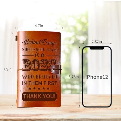 PRSTENLY Boss Gifts Leather Journal, 140 Page Refillable Journal Thank You Appreciation Farewell Retirement Christmas Birthday Bosses Day Gifts for Women Men Boss Lady