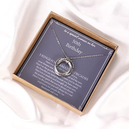 Birthday Gifts for Women, Sterling Silver Chain Circles Necklace 30th 40th 50th 60th 70th 80th 90th Birthday Necklace for Her Woman 30 40 50 60 70 80 90 Years Old Birthday Gifts for Women