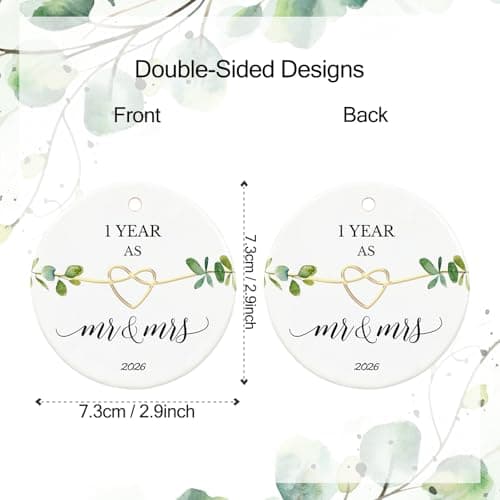 First Wedding Anniversary Gifts,1 Year Anniversary Paper Gifts for Couple,Her,Him,1 Year Anniversary Christmas Ornament First Anniversary Ornament, Gifts for 1st Anniversary Ornament 2026 B0C32PNWN6