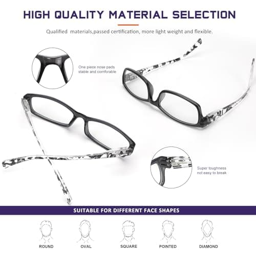 5Pack Reading Glasses for Women - Blue Light Blocking Spring Hinge Computer Readers Anti Glare UV Eyeglasses