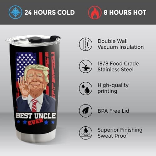 Christmas Gift for Uncle - Uncle Gifts - Birthday, Fathers Day, Christmas Funcle Gifts Idea from Niece Nephew - Stainless SteelTumbler 20oz