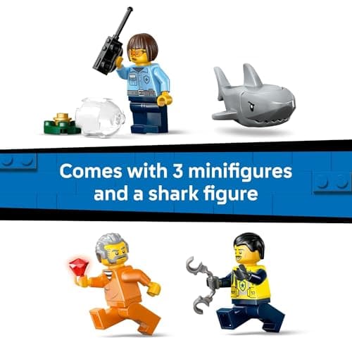 LEGO City Police Boat Chase Building Toy for Kids - Pretend Play Set for Boys & Girls, Ages 6+ - Building Blocks W/ 2 Floating Boat Toys for Playtime & Bath Time - Gift Idea for Birthdays- 60456 B0DRW6J866