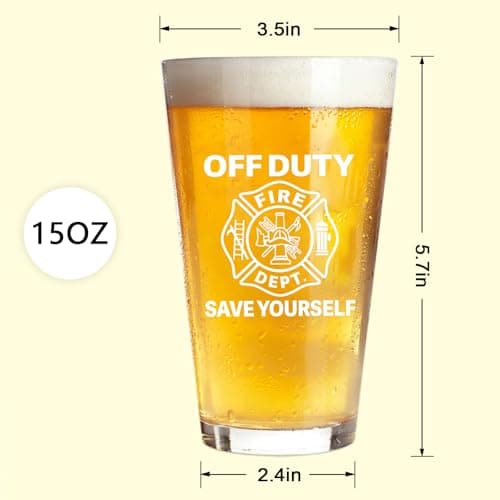 Futtumy Firefighter Gifts For Men, Off Duty Save Yourself Fire Dept Beer Glass, Fireman Gifts for Men, Funny Gift for Fire Fighter Firefighter Fireman for Christmas Retirement Appreciation