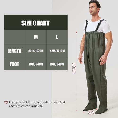 Pfeibk Men's Fishing Waders, Lightweight Breathable Chest Waders for Men, Waterproof Fly Fishing Waders