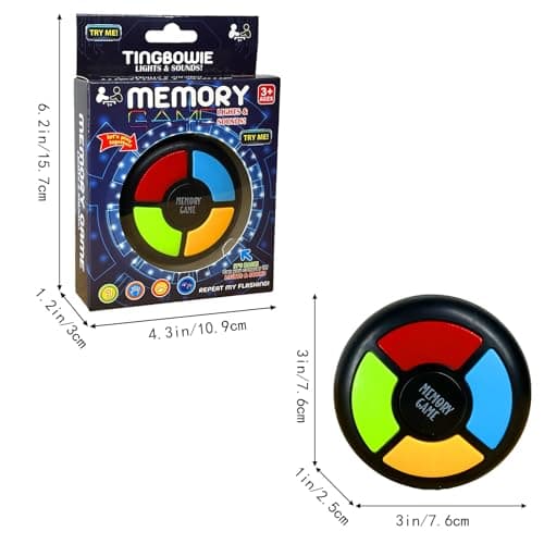 tingbowie Memory Game Handheld Electronic Toy, Color Memorizing with Lights and Sounds