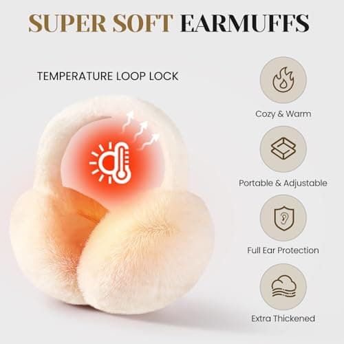 Premillow Ear muffs for Women Winter, Faux Fur Earmuffs, Cute Foldable Fluffy Ear Warmers, Soft Warm Ears Covers for Women