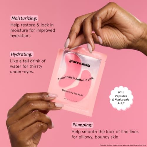 grace & stella Award Winning Under Eye Mask - Christmas Gifts for Teens, Self Care Gifts for Women, Reduce Dark Circles, Puffy Eyes, Undereye Bags, Wrinkles, Under Eye Patches - Vegan (24 Pairs, Pink)