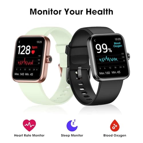 TYKOIT TYKOIT Smart Watch, Fitness Tracker with Heart Rate Monitor, Blood Oxygen, Sleep Tracker, 41mm Touchscreen Smartwatch for Android iOS Swimming Waterproof Pedometer Step Calories Tracker for Women Men