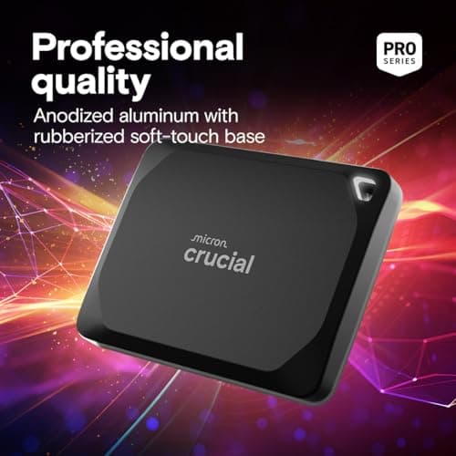 Crucial X10 Pro 1TB Portable SSD, Up to 2100MB/s Read, 2000MB/s Write, 3.2 USB-C, External Solid State Drive, Durable Storage for PC & Mac, for Professional Creators, Black - CT1000X10PROSSD902