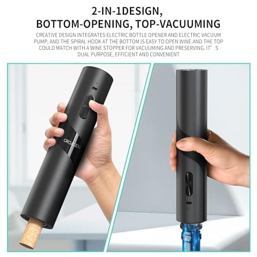 CIRCLE JOY Rechargeable Wine Opener Electric Wine Bottle Opener 7-in-1 Wine Gift Set with Electric Vacuum Pump, Charging Station, Foil Cutter, Wine Aerator Pourer and 2 Wine Stoppers