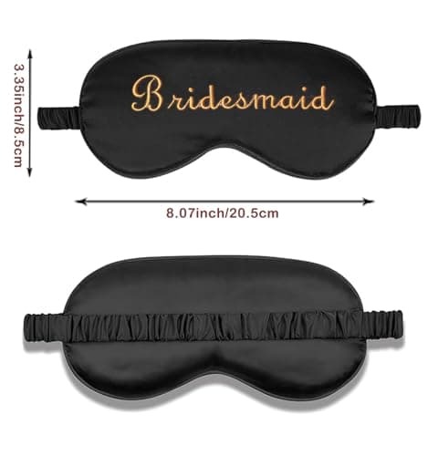 WJINGYIJIA Bridal Party Satin Sleep Mask Set, 1 Bride and 4 Bridesmaid Eye Masks, Gold Embroidered, Bachelorette Party Favors, 5 Pack (Pale Rose, One Size) B0H1G7NJB3