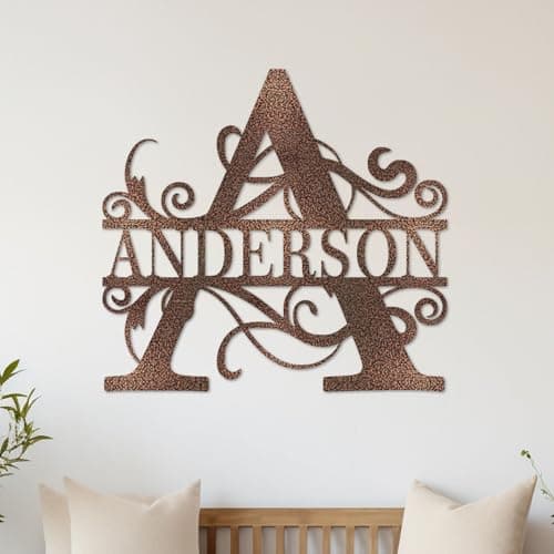 Custom Metal Name Sign | Metal Wall Art | Split Letter Monogram Wall Decor | Personalized Wedding Gift | Outdoor Sign