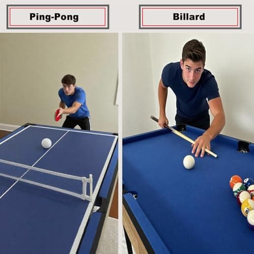 6 in 1 Multi Game Table Folding Pool Table, Billiard, Hockey, Table Tennis, Bowling, Shuffle Board and Tic Tac Toe with All Accessories