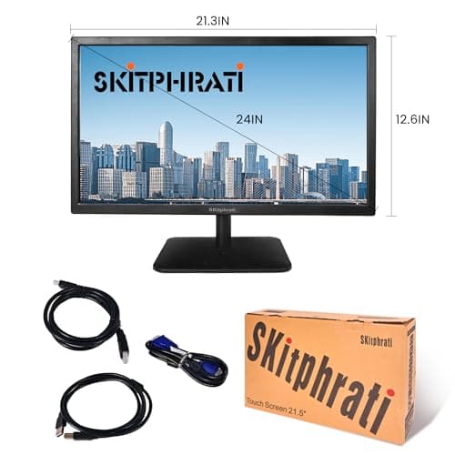 SKitphrati 21.5 Inch Touchscreen Monitor FHD 1920x1080p IPS Screen, VESA Support, 10-Points Computer Touch Screen PC Display with Type-B HDMI VGA Port, 75Hz Desktop Touch Display, Black